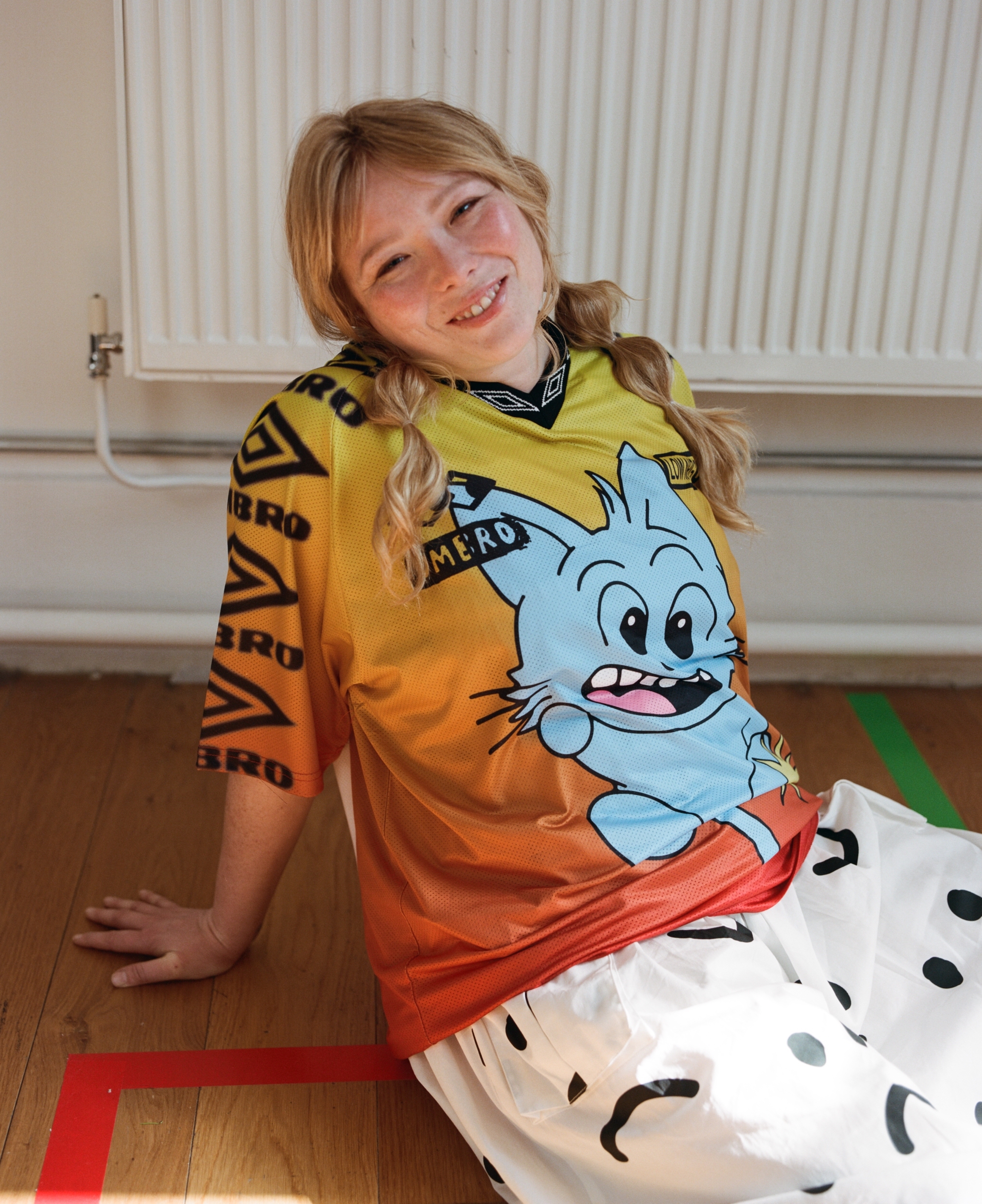 lazy-oaf-x-umbro-jersey-on-model